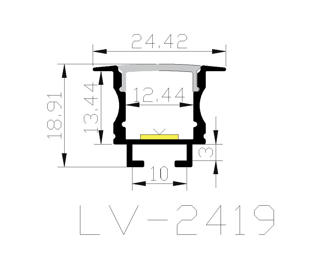 Led recessed extrusion aluminum profile 